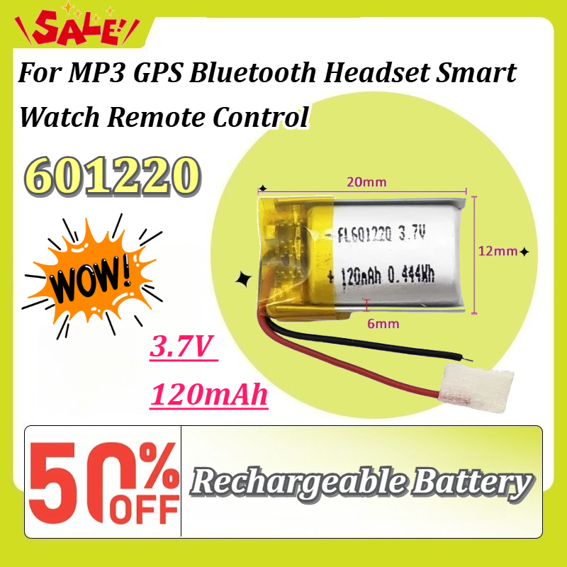 New 3.7V 120mAh 601220 Li-Po R - Smartwatch Headset recension och pris