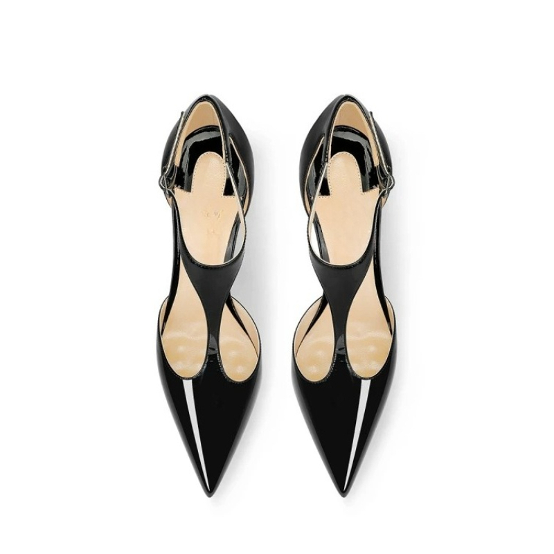 Black Patent Pointed Stiletto  - Leather Classic Strap recension och pris