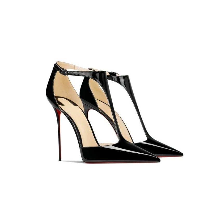 Black Patent Pointed Stiletto  - Leather Classic Strap recension och pris