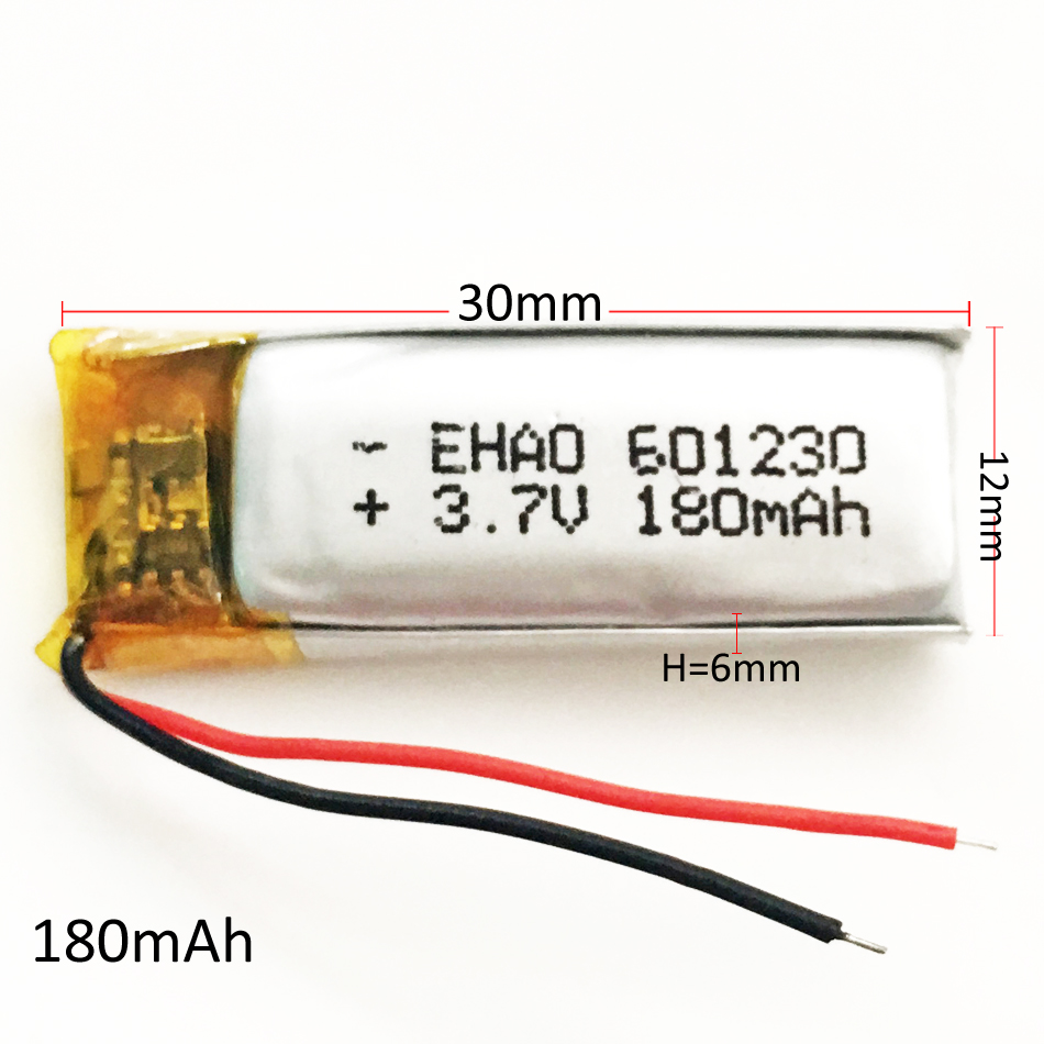 601230 3.7V 180mAh Rechargeabl - Smartwatch Headset recension och pris