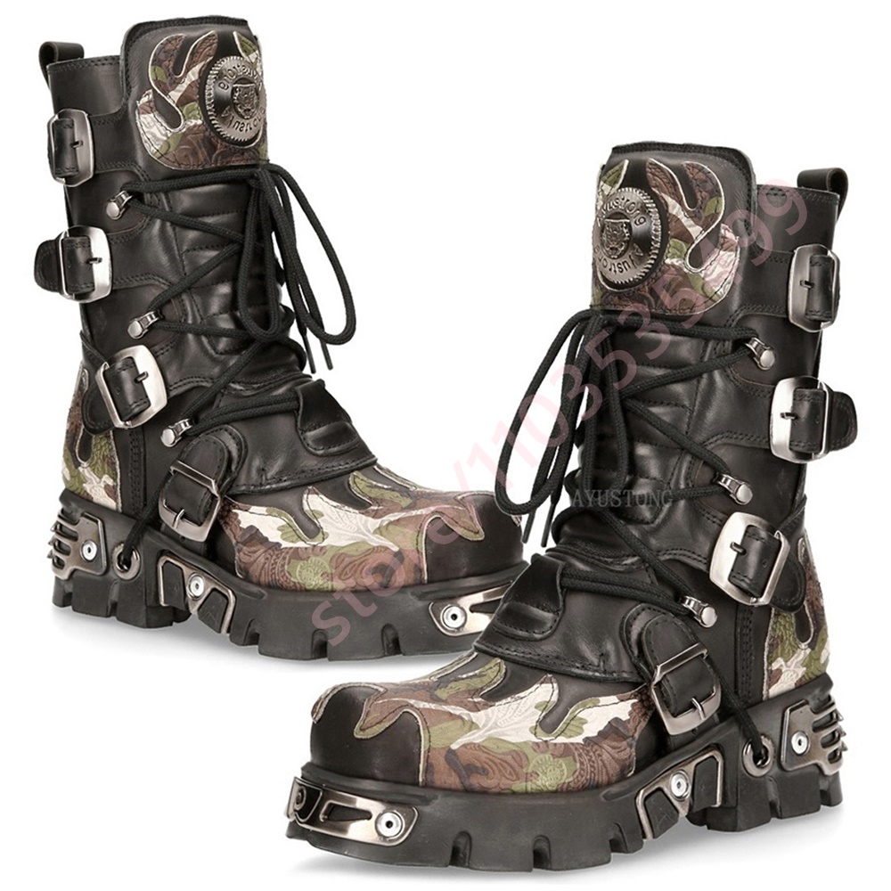 Punk Rock Camouflage Belt Buck - Leather Classic Strap recension och pris