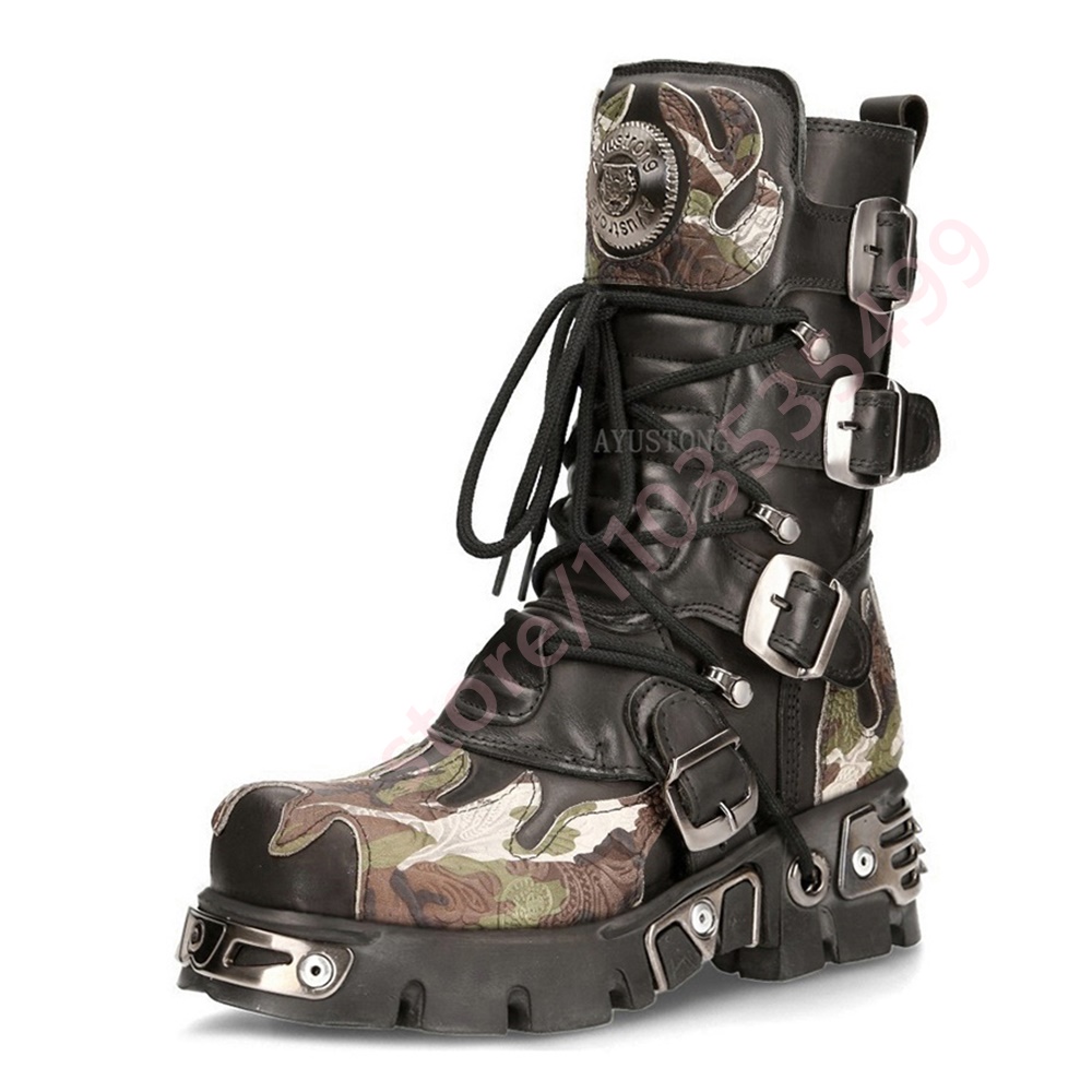 Punk Rock Camouflage Belt Buck - Leather Classic Strap recension och pris